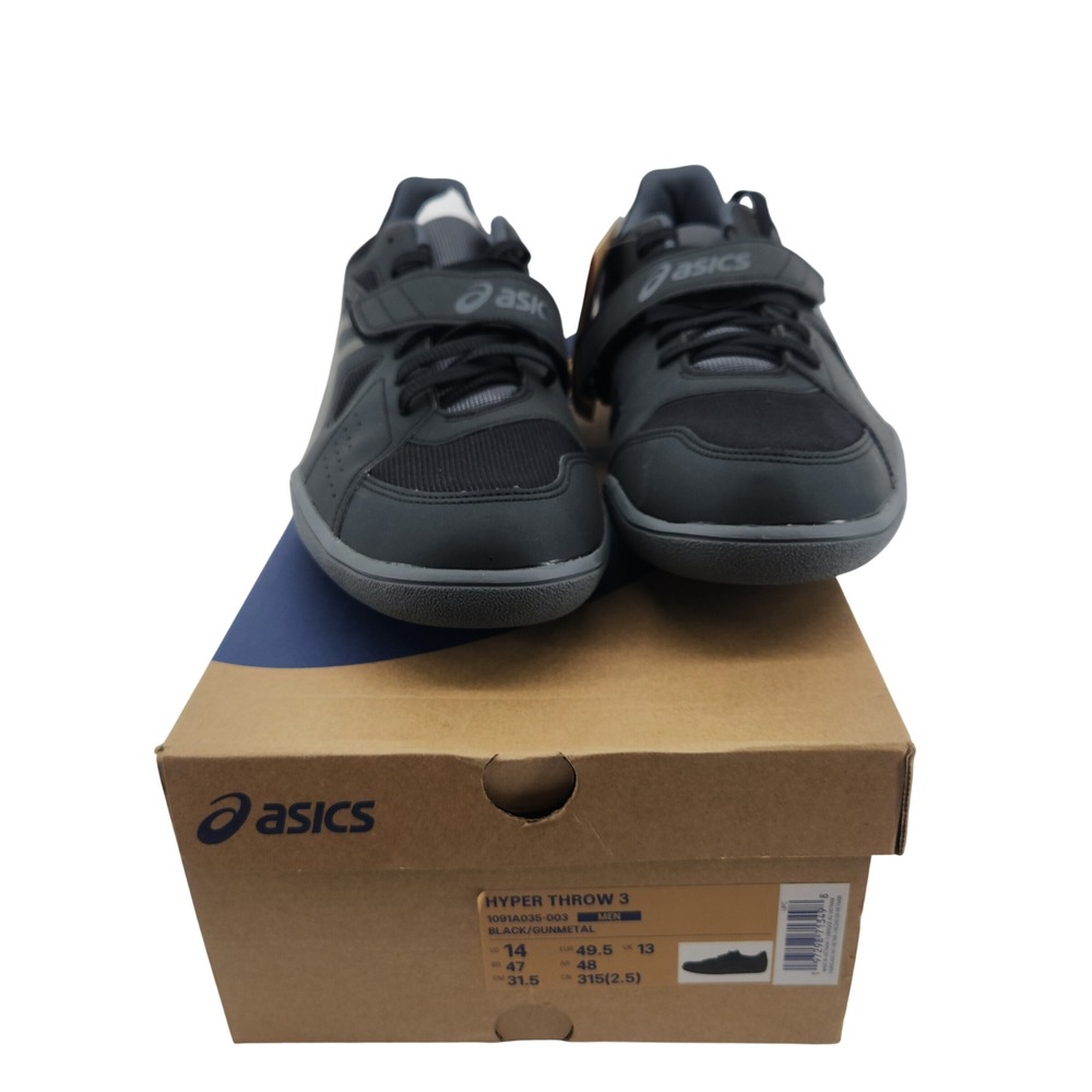 ASICS Hyper Throw 3 Mens 14 Black Gunmetal Track Field Shoes‎ 1091A035-003 NIB